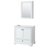 Wyndham WCS202036SWBCXSXXMED Deborah 36 Inch Single Bathroom Vanity in White, No Countertop, No Sink, Matte Black Trim, Medicine Cabinet Wyndham WCS202036SWBCXSXXMED Deborah 36 Inch Single Bathroom Vanity in White, No Countertop, No Sink, Matte Black Trim, Medicine Cabinet