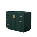 Wyndham WCF292942SGDCXSXXMXX Miranda 42 Inch Single Bathroom Vanity in Green, No Countertop, No Sink, Brushed Gold Trim