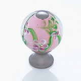 JVJ Satin Nickel 30 mm (1 3/16") Round Glass Door Knob - Clear With Purple Flowers - 49946