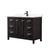 Wyndham WCV252548SEBC2UNSMXX Daria 48 Inch Single Bathroom Vanity in Dark Espresso, Carrara Cultured Marble Countertop, Undermount Square Sink, Matte Black Trim Wyndham WCV252548SEBC2UNSMXX Daria 48 Inch Single Bathroom Vanity in Dark Espresso, Carrara Cultured Marble Countertop, Undermount Square Sink, Matte Black Trim