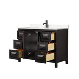 Wyndham WCV252548SEBC2UNSMXX Daria 48 Inch Single Bathroom Vanity in Dark Espresso, Carrara Cultured Marble Countertop, Undermount Square Sink, Matte Black Trim Wyndham WCV252548SEBC2UNSMXX Daria 48 Inch Single Bathroom Vanity in Dark Espresso, Carrara Cultured Marble Countertop, Undermount Square Sink, Matte Black Trim