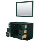 Wyndham WCF292948SGDCXSXXM46 Miranda 48 Inch Single Bathroom Vanity in Green, No Countertop, No Sink, Brushed Gold Trim, 46 Inch Mirror