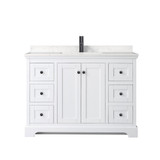 Wyndham WCV232348SWBC2UNSMXX Avery 48 Inch Single Bathroom Vanity in White, Carrara Cultured Marble Countertop, Undermount Square Sink, Matte Black Trim Wyndham WCV232348SWBC2UNSMXX Avery 48 Inch Single Bathroom Vanity in White, Carrara Cultured Marble Countertop, Undermount Square Sink, Matte Black Trim