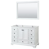 Wyndham WCS202048SWBCXSXXM46 Deborah 48 Inch Single Bathroom Vanity in White, No Countertop, No Sink, Matte Black Trim, 46 Inch Mirror
