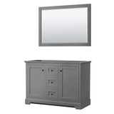 Wyndham WCV232348DGBCXSXXM46 Avery 48 Inch Double Bathroom Vanity in Dark Gray, No Countertop, No Sinks, Matte Black Trim, 46 Inch Mirror