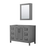 Wyndham WCV252548SGBCXSXXMED Daria 48 Inch Single Bathroom Vanity in Dark Gray, No Countertop, No Sink, Matte Black Trim, Medicine Cabinet