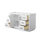 Wyndham WCF292954SWBCXSXXMXX Miranda 54 Inch Single Bathroom Vanity in White, No Countertop, No Sink, Matte Black Trim