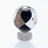 JVJ 49814 Polished Nickel 30 mm (1 3/16") Round Glass Door Knob - Gold and Silver on Black