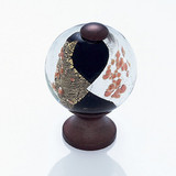 JVJ Old World Bronze 30 mm (1 3/16") Round Glass Door Knob - Gold and Silver on Black - 49812