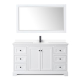 Wyndham WCV232360SWBWCUNSM58 Avery 60 Inch Single Bathroom Vanity in White, White Cultured Marble Countertop, Undermount Square Sink, Matte Black Trim, 58 Inch Mirror