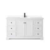 Wyndham WCV232360SWBWCUNSMXX Avery 60 Inch Single Bathroom Vanity in White, White Cultured Marble Countertop, Undermount Square Sink, Matte Black Trim