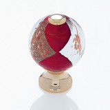 JVJ 24 K Gold Plated 30 mm (1 3/16") Round Glass Door Knob - Gold and Silver on Red - 49724