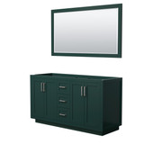 Wyndham WCF292960DGECXSXXM58 Miranda 60 Inch Double Bathroom Vanity in Green, No Countertop, No Sink, Brushed Nickel Trim, 58 Inch Mirror