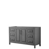 Wyndham WCV252560SGBCXSXXMXX Daria 60 Inch Single Bathroom Vanity in Dark Gray, No Countertop, No Sink, Matte Black Trim