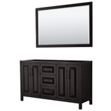 Wyndham WCV252560DEBCXSXXM58 Daria 60 Inch Double Bathroom Vanity in Dark Espresso, No Countertop, No Sink, Matte Black Trim, 58 Inch Mirror