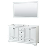 Wyndham WCS202060DWBCXSXXM58 Deborah 60 Inch Double Bathroom Vanity in White, No Countertop, No Sinks, Matte Black Trim, 58 Inch Mirror