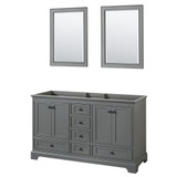 Wyndham WCS202060DGBCXSXXM24 Deborah 60 Inch Double Bathroom Vanity in Dark Gray, No Countertop, No Sinks, Matte Black Trim, 24 Inch Mirrors Wyndham WCS202060DGBCXSXXM24 Deborah 60 Inch Double Bathroom Vanity in Dark Gray, No Countertop, No Sinks, Matte Black Trim, 24 Inch Mirrors