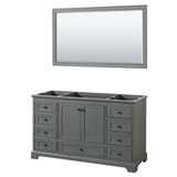 Wyndham WCS202060SGBCXSXXM58 Deborah 60 Inch Single Bathroom Vanity in Dark Gray, No Countertop, No Sink, Matte Black Trim, 58 Inch Mirror