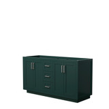 Wyndham WCF292960DGECXSXXMXX Miranda 60 Inch Double Bathroom Vanity in Green, No Countertop, No Sink, Brushed Nickel Trim