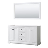 Wyndham WCV232360DWBCXSXXM58 Avery 60 Inch Double Bathroom Vanity in White, No Countertop, No Sinks, Matte Black Trim, 58 Inch Mirror