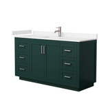 Wyndham WCF292960SGEC2UNSMXX Miranda 60 Inch Single Bathroom Vanity in Green, Carrara Cultured Marble Countertop, Undermount Square Sink, Brushed Nickel Trim