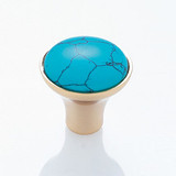 JVJ 24 K Gold Plated 30 mm (1 3/16") Turquoise Door Knob - 49024