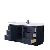 Wyndham WCF292966SBBWCUNSMXX Miranda 66 Inch Single Bathroom Vanity in Dark Blue, White Cultured Marble Countertop, Undermount Square Sink, Matte Black Trim