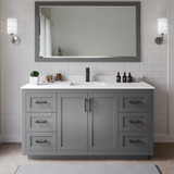 Wyndham WCF292966SGBWCUNSMXX Miranda 66 Inch Single Bathroom Vanity in Dark Gray, White Cultured Marble Countertop, Undermount Square Sink, Matte Black Trim