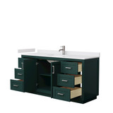 Wyndham WCF292966SGEWCUNSMXX Miranda 66 Inch Single Bathroom Vanity in Green, White Cultured Marble Countertop, Undermount Square Sink, Brushed Nickel Trim