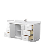 Wyndham WCF292966SWHWCUNSMXX Miranda 66 Inch Single Bathroom Vanity in White, White Cultured Marble Countertop, Undermount Square Sink, Brushed Nickel Trim