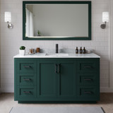 Wyndham WCF292966SGKCMUNSMXX Miranda 66 Inch Single Bathroom Vanity in Green, White Carrara Marble Countertop, Undermount Square Sink, Matte Black Trim