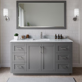 Wyndham WCF292966SKGCMUNSMXX Miranda 66 Inch Single Bathroom Vanity in Dark Gray, White Carrara Marble Countertop, Undermount Square Sink, Brushed Nickel Trim