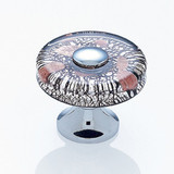 JVJ Polished Chrome 35 mm (1 3/8") Flat Round Glass Door Knob - Clear With Black Lines and Copper - 48826