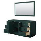Wyndham WCF292966SGKCXSXXM58 Miranda 66 Inch Single Bathroom Vanity in Green, No Countertop, No Sink, Matte Black Trim, 58 Inch Mirror