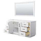 Wyndham WCF292966SWBCXSXXM58 Miranda 66 Inch Single Bathroom Vanity in White, No Countertop, No Sink, Matte Black Trim, 58 Inch Mirror