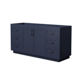 Wyndham WCF292966SBBCXSXXMXX Miranda 66 Inch Single Bathroom Vanity in Dark Blue, No Countertop, No Sink, Matte Black Trim