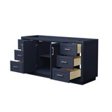 Wyndham WCF292966SBNCXSXXMXX Miranda 66 Inch Single Bathroom Vanity in Dark Blue, No Countertop, No Sink, Brushed Nickel Trim