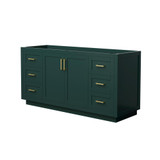 Wyndham WCF292966SGDCXSXXMXX Miranda 66 Inch Single Bathroom Vanity in Green, No Countertop, No Sink, Brushed Gold Trim