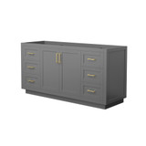 Wyndham WCF292966SGGCXSXXMXX Miranda 66 Inch Single Bathroom Vanity in Dark Gray, No Countertop, No Sink, Brushed Gold Trim