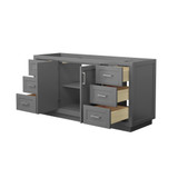 Wyndham WCF292966SKGCXSXXMXX Miranda 66 Inch Single Bathroom Vanity in Dark Gray, No Countertop, No Sink, Brushed Nickel Trim