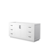 Wyndham WCF292966SWBCXSXXMXX Miranda 66 Inch Single Bathroom Vanity in White, No Countertop, No Sink, Matte Black Trim