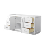 Wyndham WCF292966SWHCXSXXMXX Miranda 66 Inch Single Bathroom Vanity in White, No Countertop, No Sink, Brushed Nickel Trim