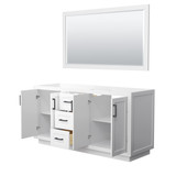 Wyndham WCF292966DWBCXSXXM58 Miranda 66 Inch Double Bathroom Vanity in White, No Countertop, No Sink, Matte Black Trim, 58 Inch Mirror