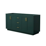 Wyndham WCF292966DGDCXSXXMXX Miranda 66 Inch Double Bathroom Vanity in Green, No Countertop, No Sink, Brushed Gold Trim