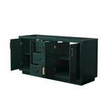 Wyndham WCF292966DGKCXSXXMXX Miranda 66 Inch Double Bathroom Vanity in Green, No Countertop, No Sink, Matte Black Trim
