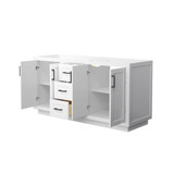 Wyndham WCF292966DWBCXSXXMXX Miranda 66 Inch Double Bathroom Vanity in White, No Countertop, No Sink, Matte Black Trim