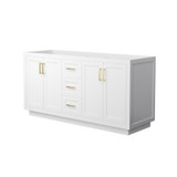 Wyndham WCF292966DWGCXSXXMXX Miranda 66 Inch Double Bathroom Vanity in White, No Countertop, No Sink, Brushed Gold Trim