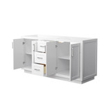 Wyndham WCF292966DWHCXSXXMXX Miranda 66 Inch Double Bathroom Vanity in White, No Countertop, No Sink, Brushed Nickel Trim