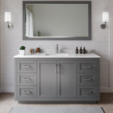 Wyndham WCF292966SKGC2UNSM58 Miranda 66 Inch Single Bathroom Vanity in Dark Gray, Carrara Cultured Marble Countertop, Undermount Square Sink, Brushed Nickel Trim, 58 Inch Mirror Wyndham WCF292966SKGC2UNSM58 Miranda 66 Inch Single Bathroom Vanity in Dark Gray, Carrara Cultured Marble Countertop, Undermount Square Sink, Brushed Nickel Trim, 58 Inch Mirror