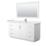 Wyndham WCF292966SWHC2UNSM58 Miranda 66 Inch Single Bathroom Vanity in White, Carrara Cultured Marble Countertop, Undermount Square Sink, Brushed Nickel Trim, 58 Inch Mirror
